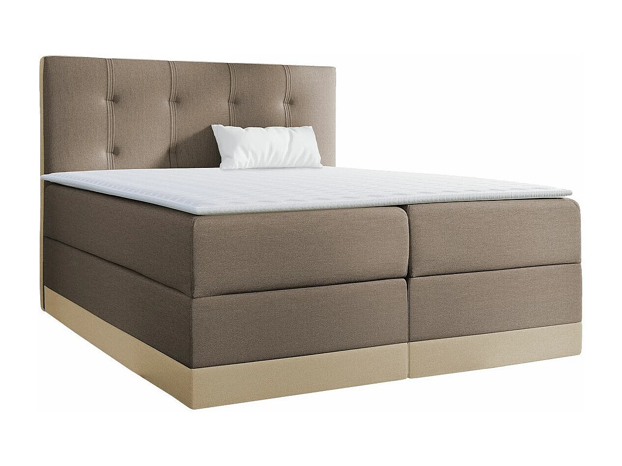 Lit continental Baltimore 139, Double, Continental, Marron, 200x200, Tapisserie, 200cm