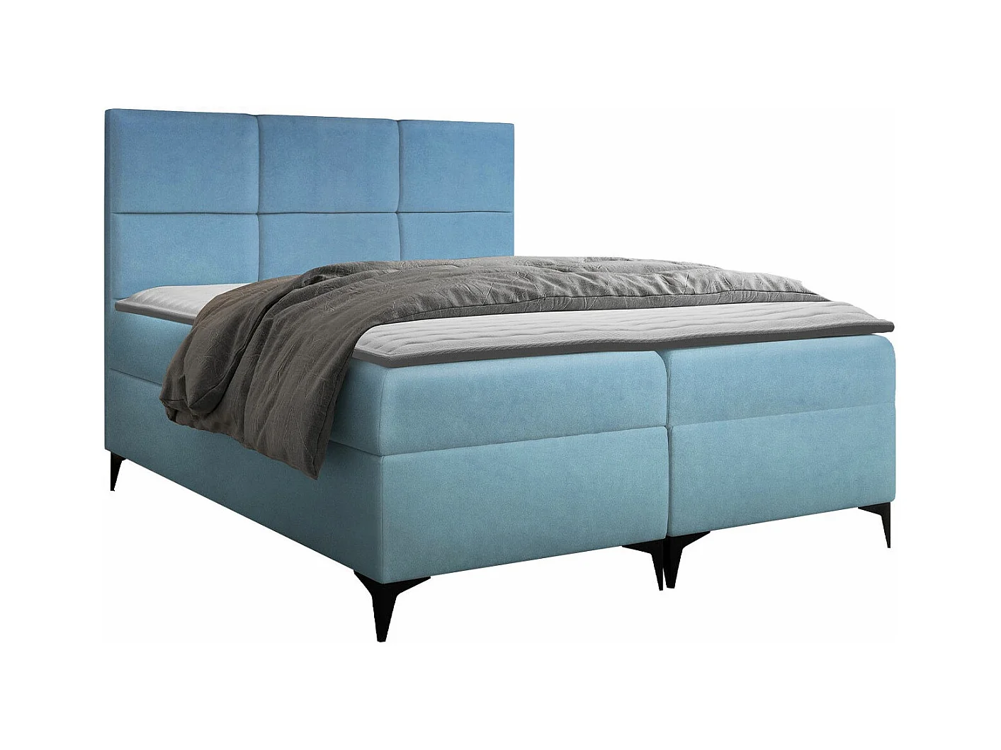 Cama continental Baltimore 133, Continental, Doble, Azul, 200x200, Tapiz, Somieres, 204cm