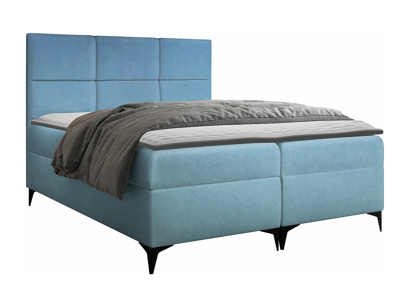 Lit continental Baltimore 133, Continental, Double, Bleu, 200x200, Tapisserie, 204x208cm