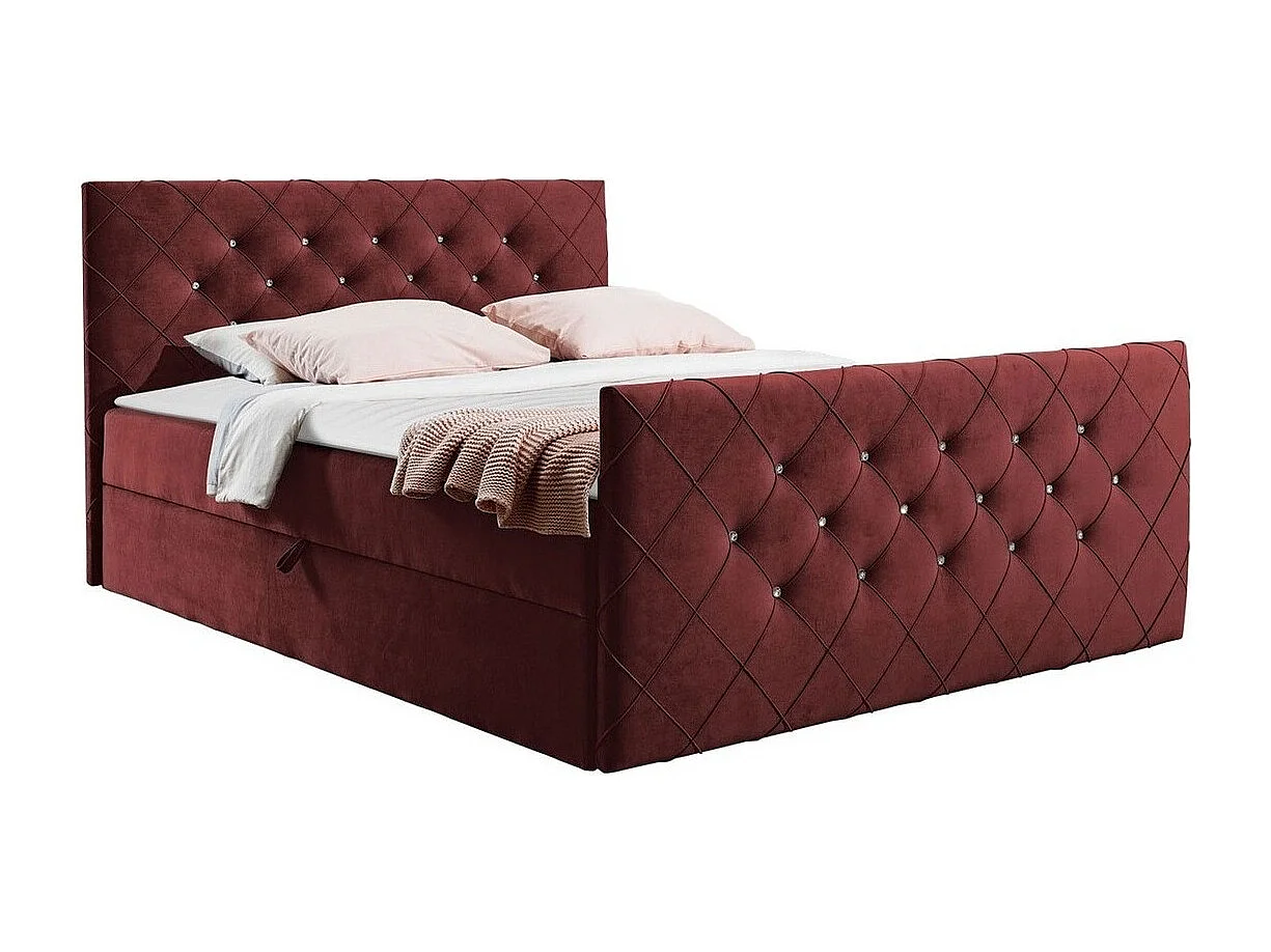 Cama continental Baltimore 158, Doble, Continental, Rojo, 200x200, Tapiz, Somieres, 204cm