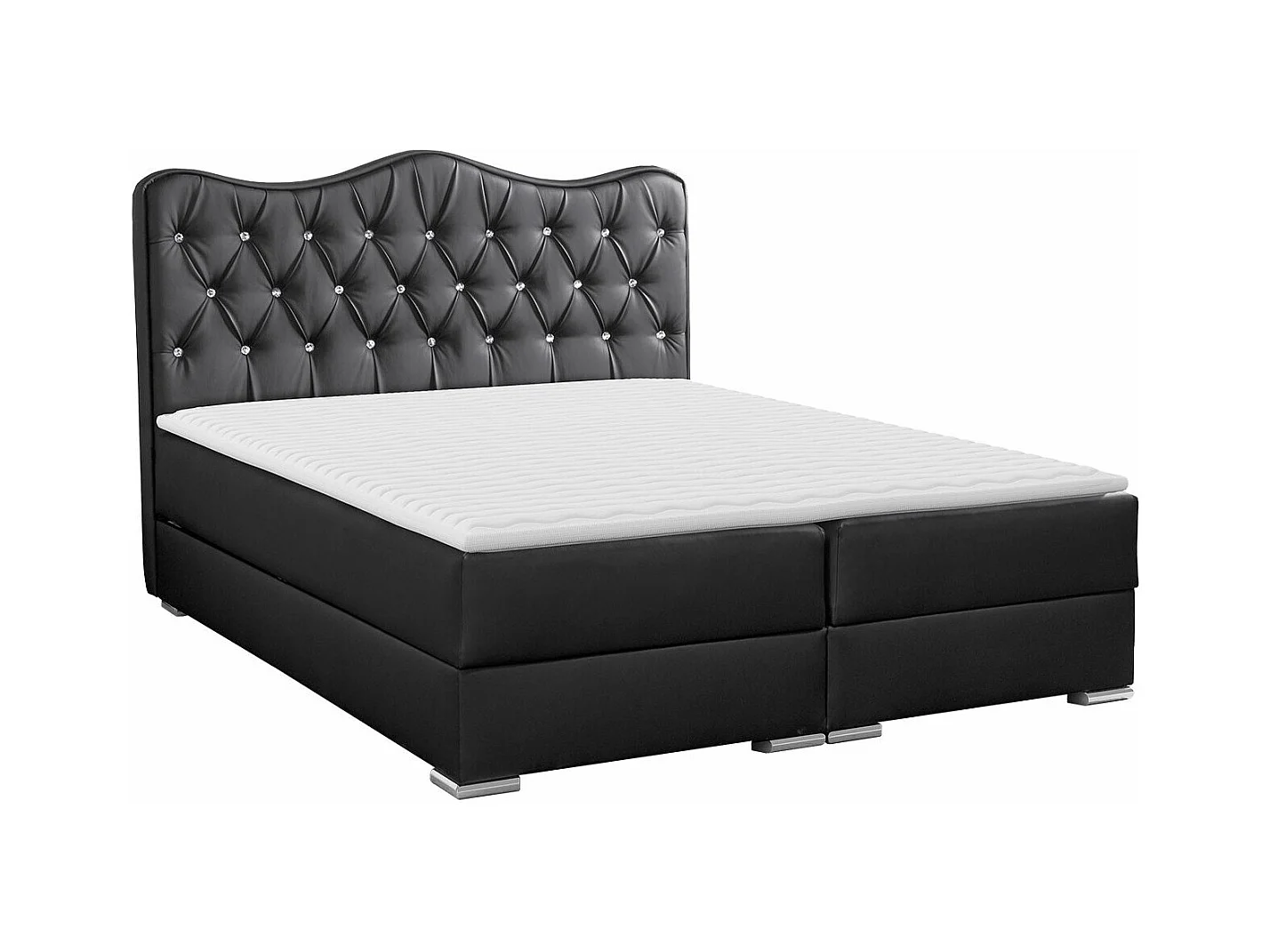 Cama continental Baltimore 162, Casal, Cinzento, Couro Ecológico