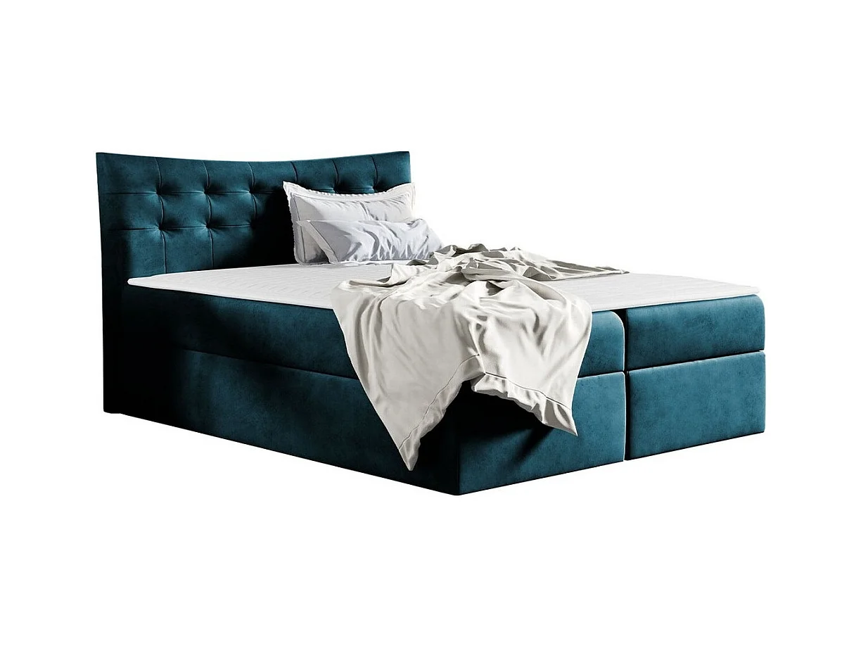 Lit continental Baltimore 157, Continental, Double, Turquoise, 200x200, Tapisserie, 204cm
