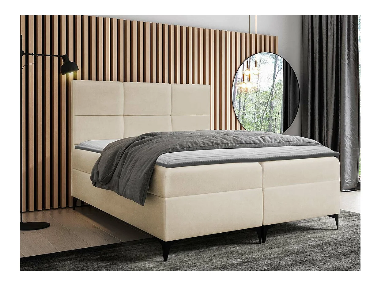 Lit continental Baltimore 133, Continental, Double, Brun clair, 200x200, Tapisserie,