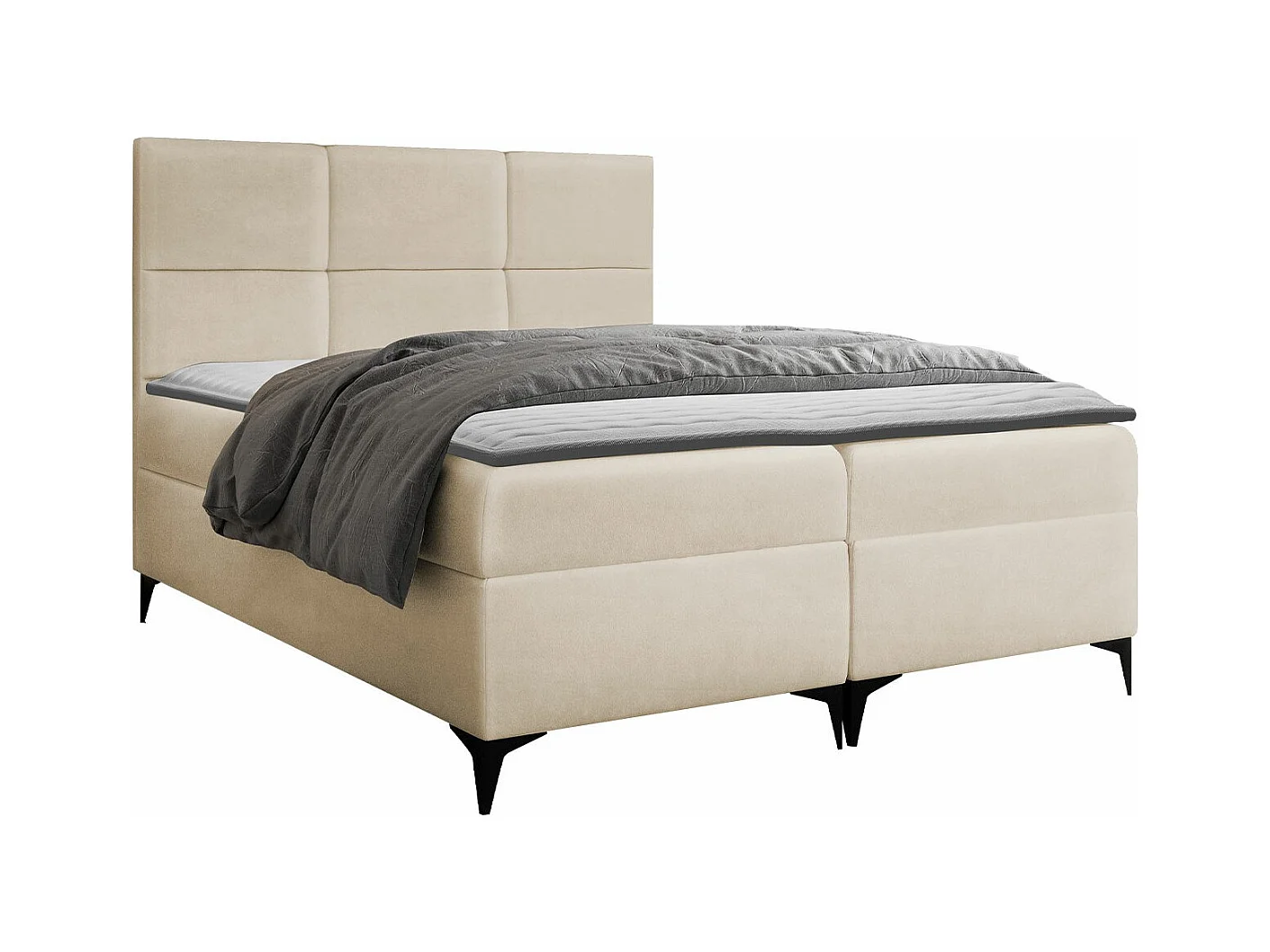 Lit continental Baltimore 133, Continental, Double, Brun clair, 200x200, Tapisserie,