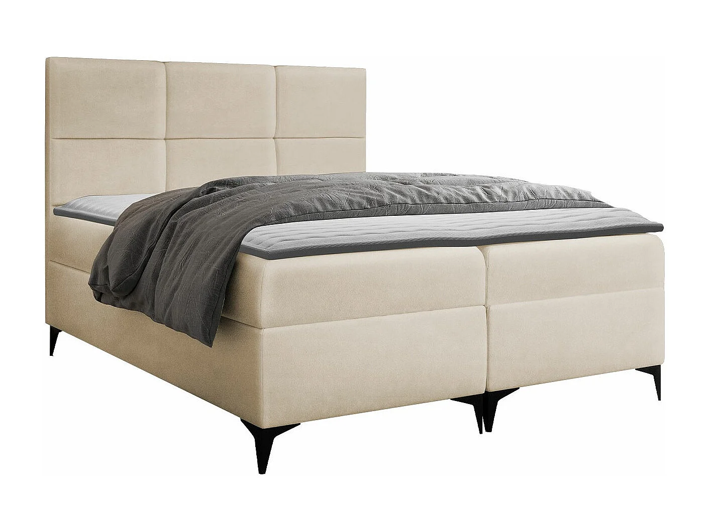 Cama continental Baltimore 133, Continental, Doble, De color marrón claro, 200x200, Tapiz