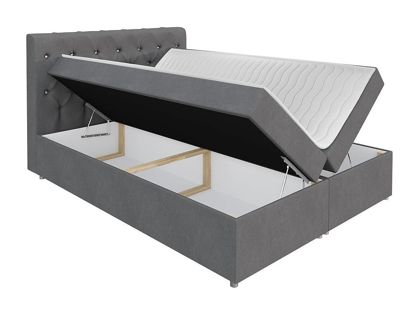 Cama continental Baltimore 112, Continental, Doble, Blanco, 200x200, Cuero ecológico,