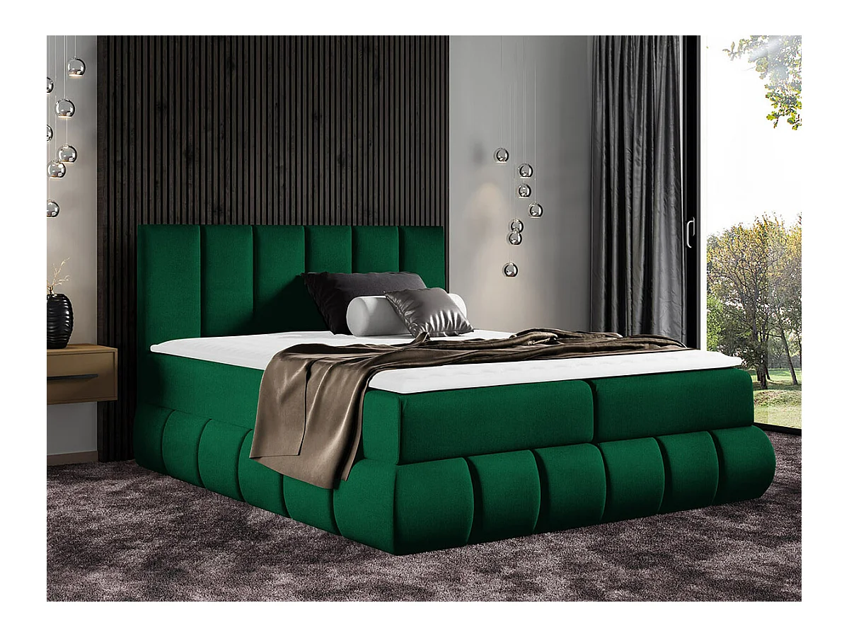 Lit continental Baltimore 152, Continental, Double, Vert, 200x200, Tapisserie, 220x218cm