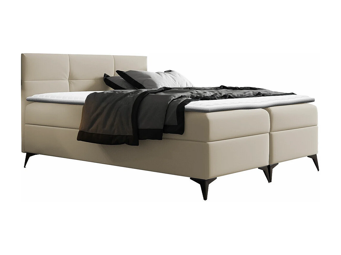 Lit continental Baltimore 134, Continental, Double, Brun clair, 200x200, Faux cuir, 204cm