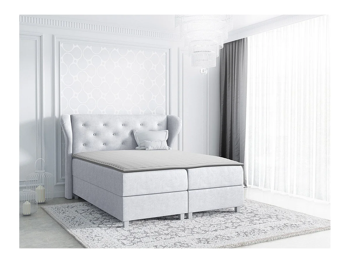 Cama continental Baltimore 123, Continental, Cinzento, Tecido