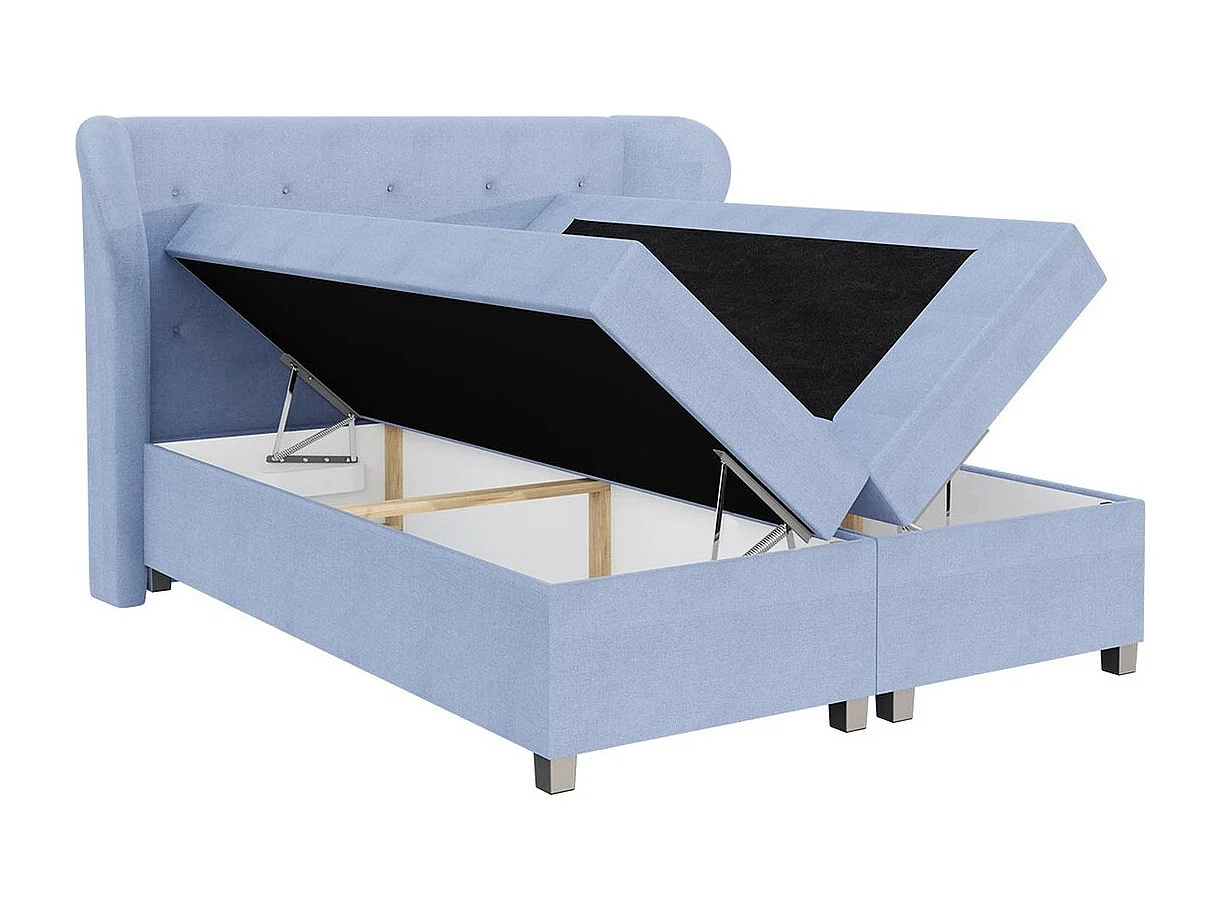 Lit continental Baltimore 123, Continental, Double, Gris, 180x200, Tissu, Disponible,