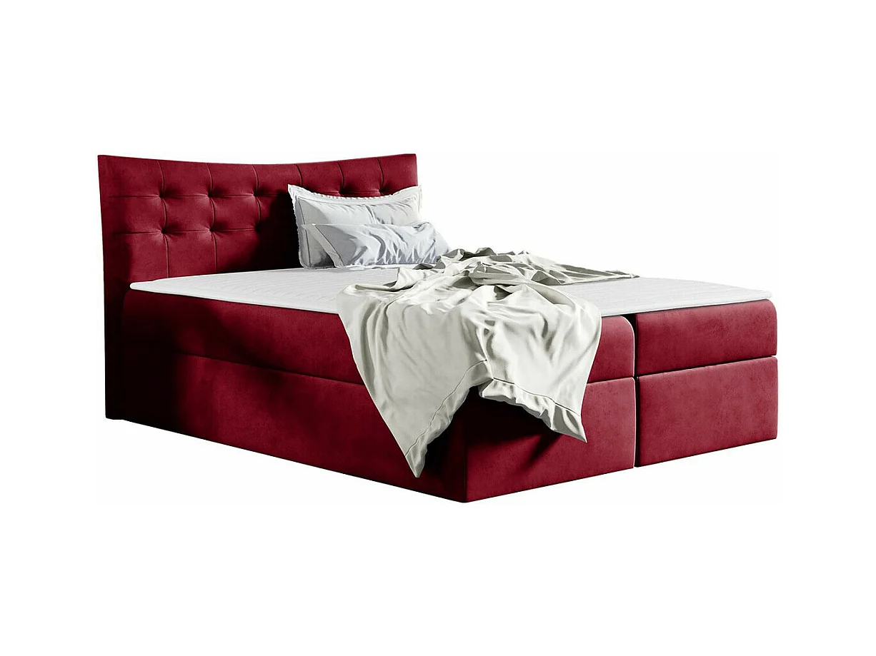 Cama continental Baltimore 157, Continental, Doble, Rojo, 200x200, Tapiz, Somieres, 204cm