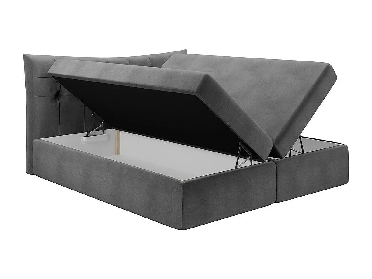 Lit continental Baltimore 157, Double, Continental, Rouge, 200x200, Tapisserie, 204x213cm