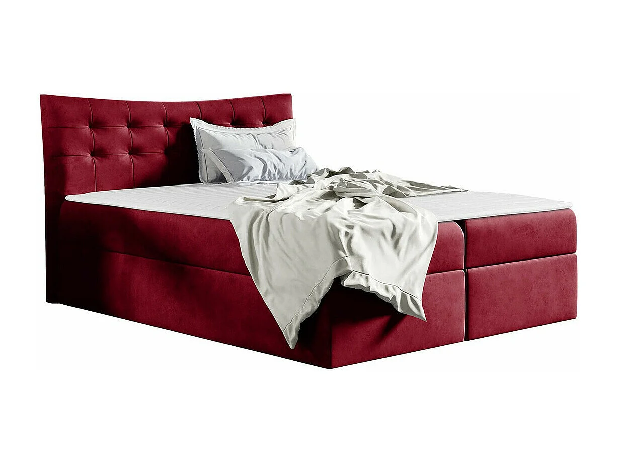 Cama continental Baltimore 157, Continental, Doble, Rojo, 200x200, Tapiz, Somieres, 204cm