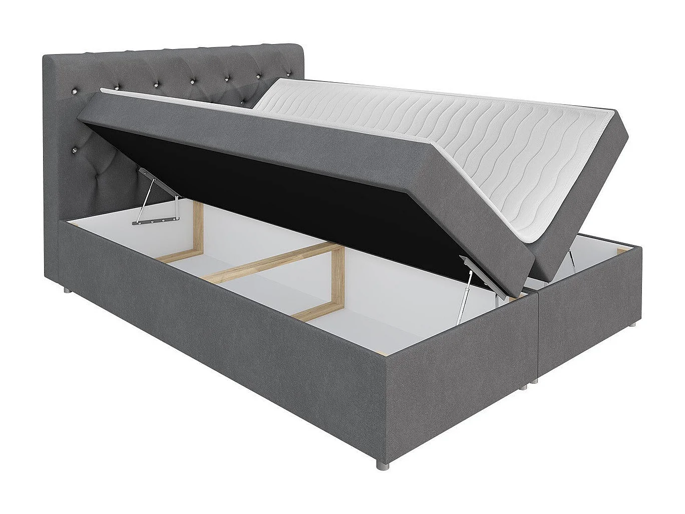 Cama continental Baltimore 112, Continental, Doble, Rojo, 200x200, Tapiz, Somieres, 200cm