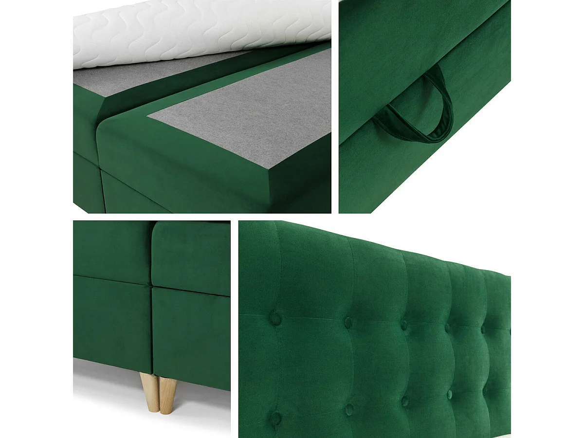 Cama continental Baltimore 130, Doble, Continental, Azul, 200x200, Tapiz, Somieres, 202cm