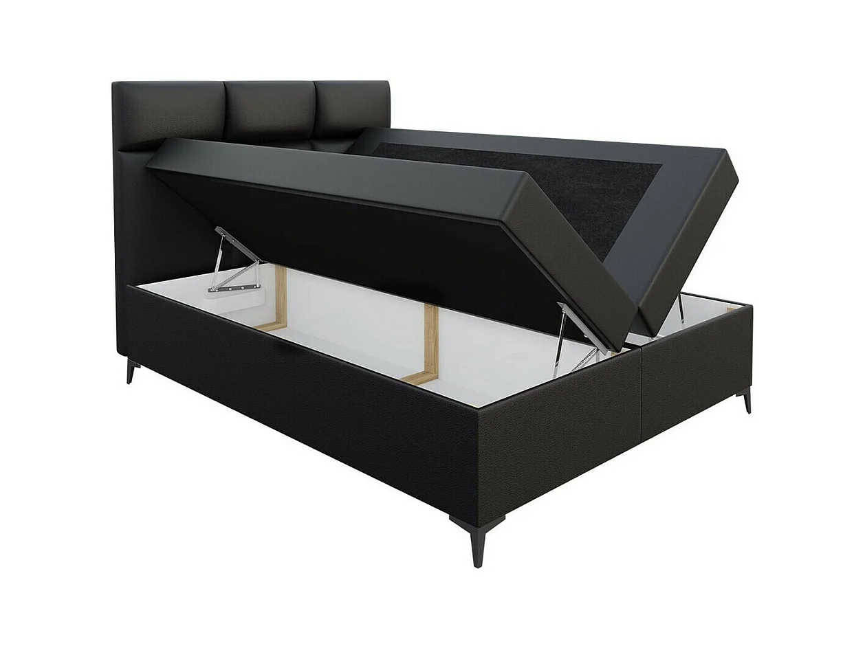 Cama continental Baltimore 134, Continental, Doble, Rojo, 200x200, Cuero ecológico, 204cm