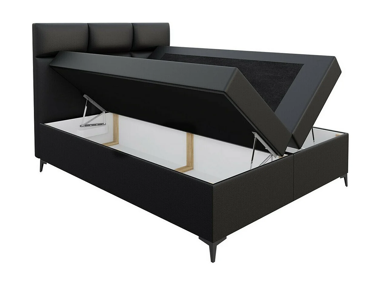 Lit continental Baltimore 134, Continental, Double, Rouge, 200x200, Faux cuir, 204x208cm