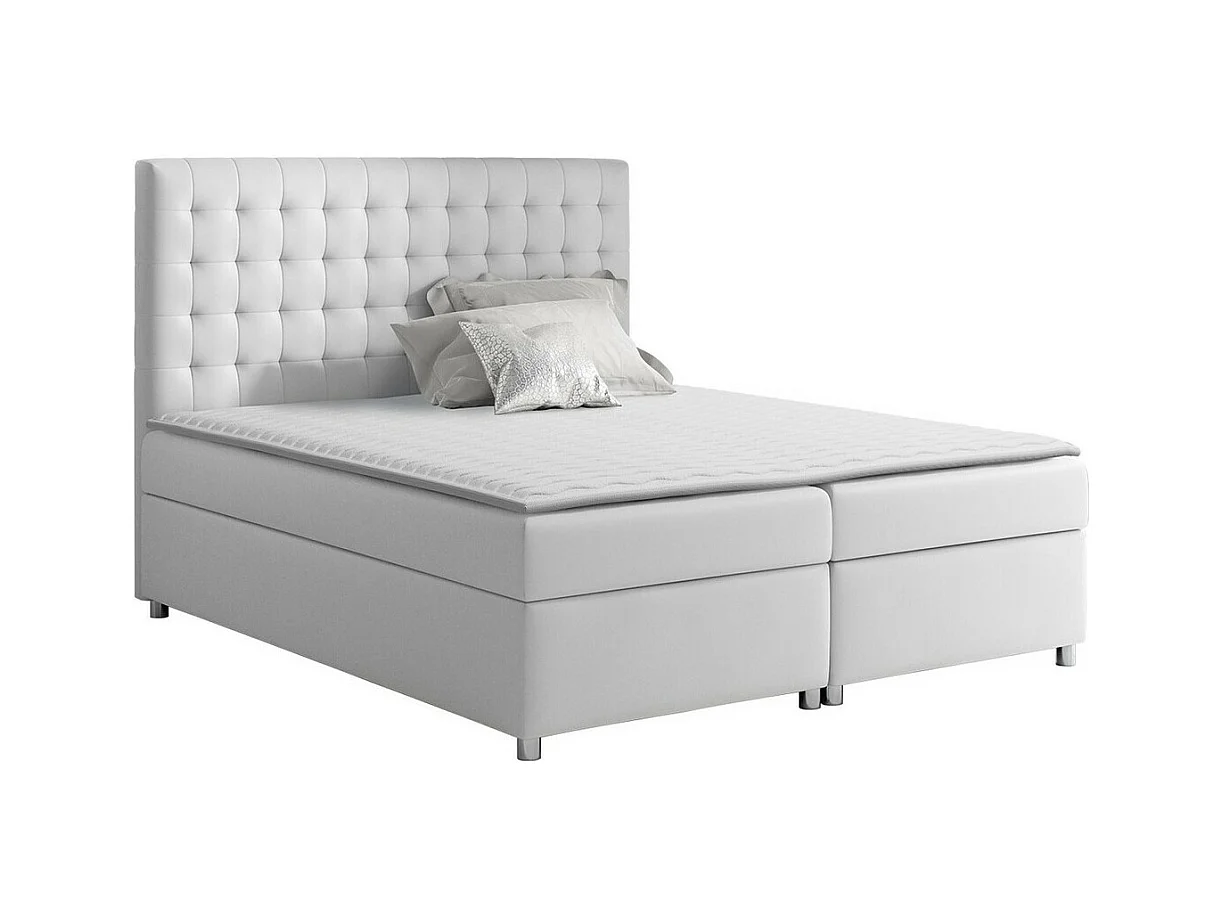 Cama continental Baltimore 115, Casal, Branco, Couro Ecológico