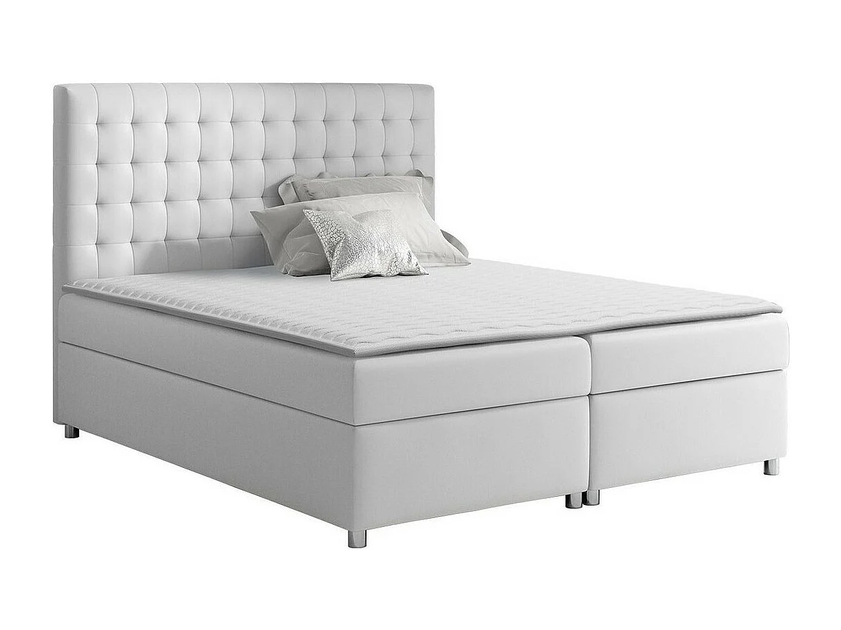 Cama continental Baltimore 115, Casal, Branco, Couro Ecológico