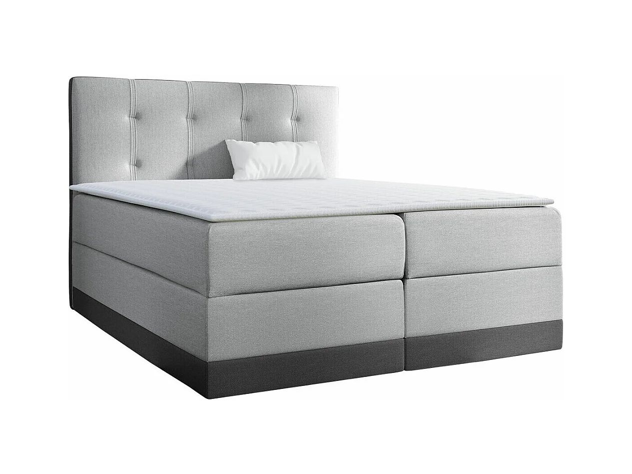 Lit continental Baltimore 139, Double, Continental, Gris, 200x200, Tapisserie, 200x213cm