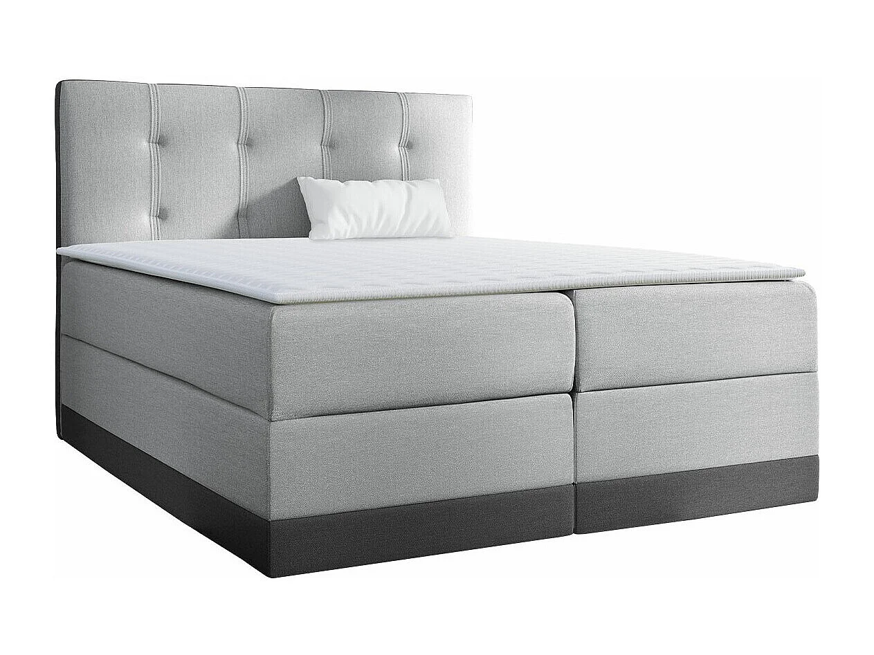 Cama continental Baltimore 139, Doble, Continental, Gris, 200x200, Tapiz, Somieres, 200cm