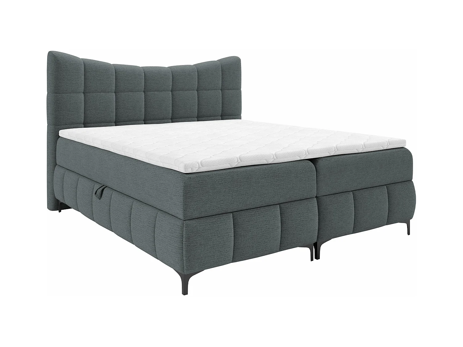 Lit continental Baltimore 193, Continental, Double, Gris, 200x200, Tapisserie, 204x210cm