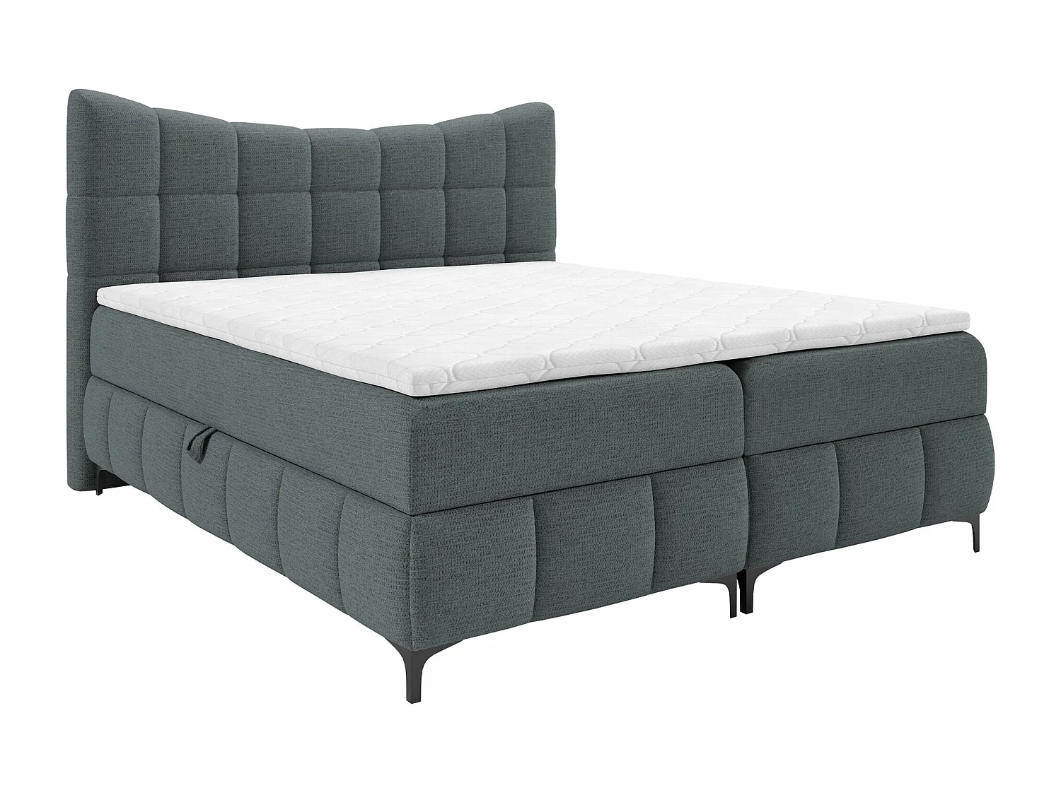 Lit continental Baltimore 193, Continental, Double, Gris, 200x200, Tissu, Disponible,