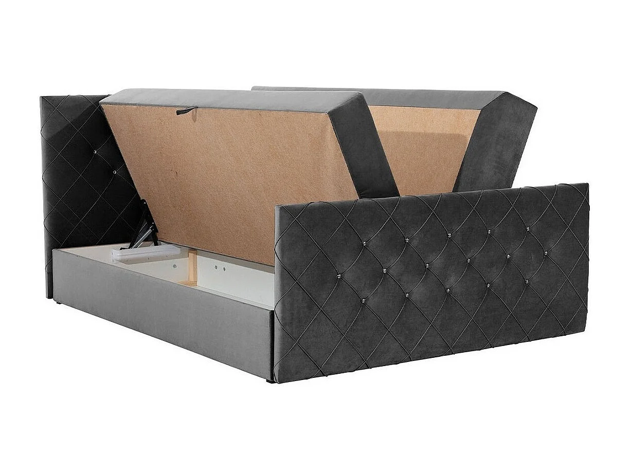 Cama continental Baltimore 158, Continental, Doble, Azul, 200x200, Tapiz, Somieres, 204cm