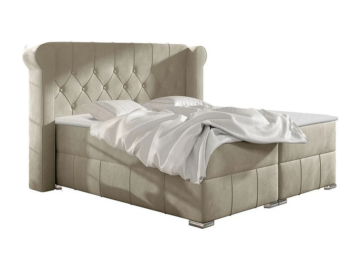 Lit continental Baltimore 132, Continental, Double, Brun clair, 180x200, Tissu, 220x215cm