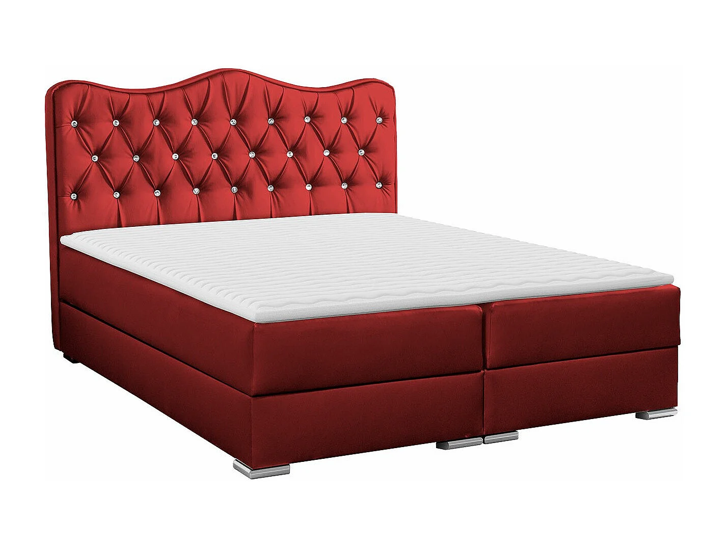 Lit continental Baltimore 162, Continental, Double, Rouge, 200x200, Faux cuir, 200x212cm