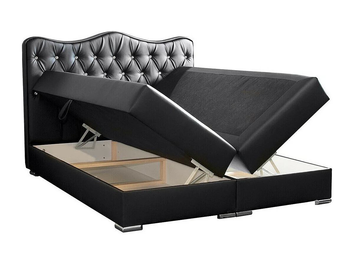 Lit continental Baltimore 162, Continental, Double, Rouge, 200x200, Faux cuir, 200x212cm