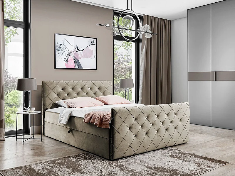 Letto continentale Baltimore 158, Continentale, Doppio, Nocciola, 200x200, Arazzo, Con,