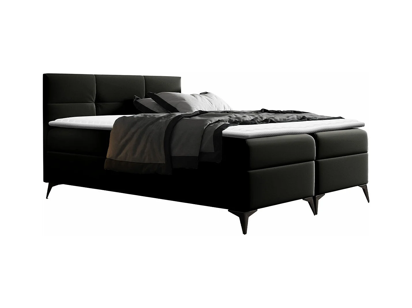 Letto continentale Baltimore 134, Continentale, Doppio, Nero, 200x200, Eco pelle, Con,