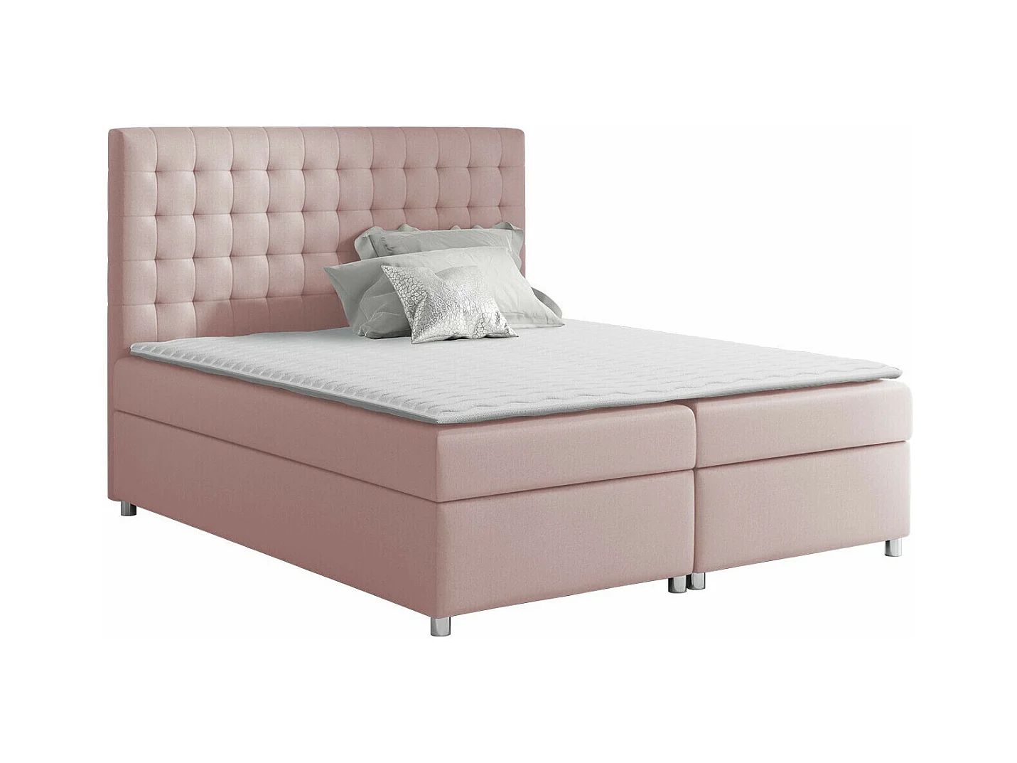 Lit continental Baltimore 115, Double, Continental, Rose, 200x200, Tapisserie, 200x213cm