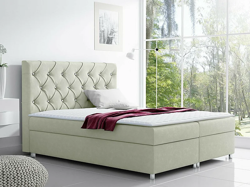 Cama continental Baltimore 112, Continental, Castanho claro, Tecido