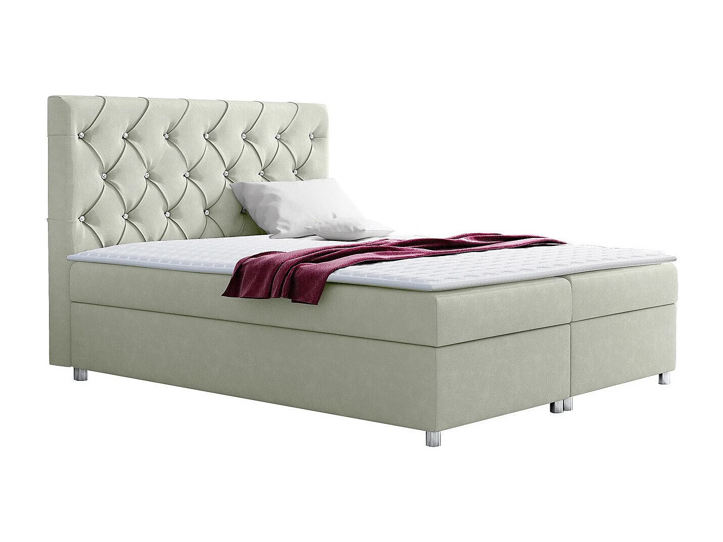 Cama continental Baltimore 112, Continental, Doble, De color marrón claro, 200x200, Tapiz