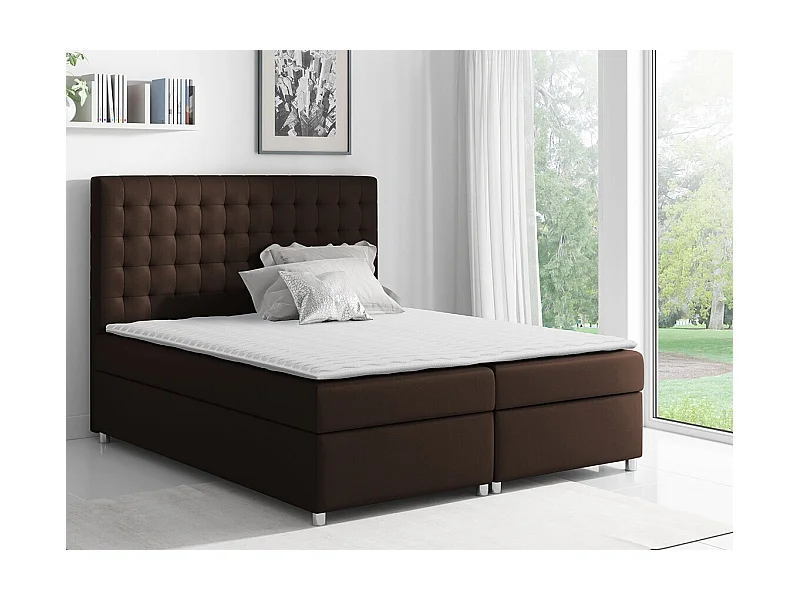 Cama continental Baltimore 115, Casal, Castanho, Tecido, 20x21x13cm