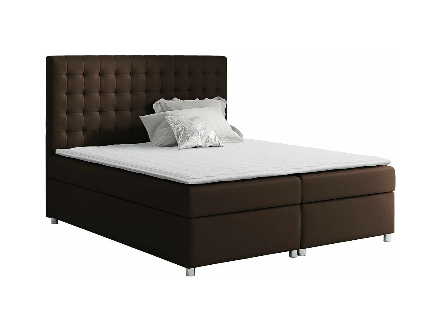 Lit continental Baltimore 115, Double, Continental, Marron, 200x200, Tapisserie, 200cm