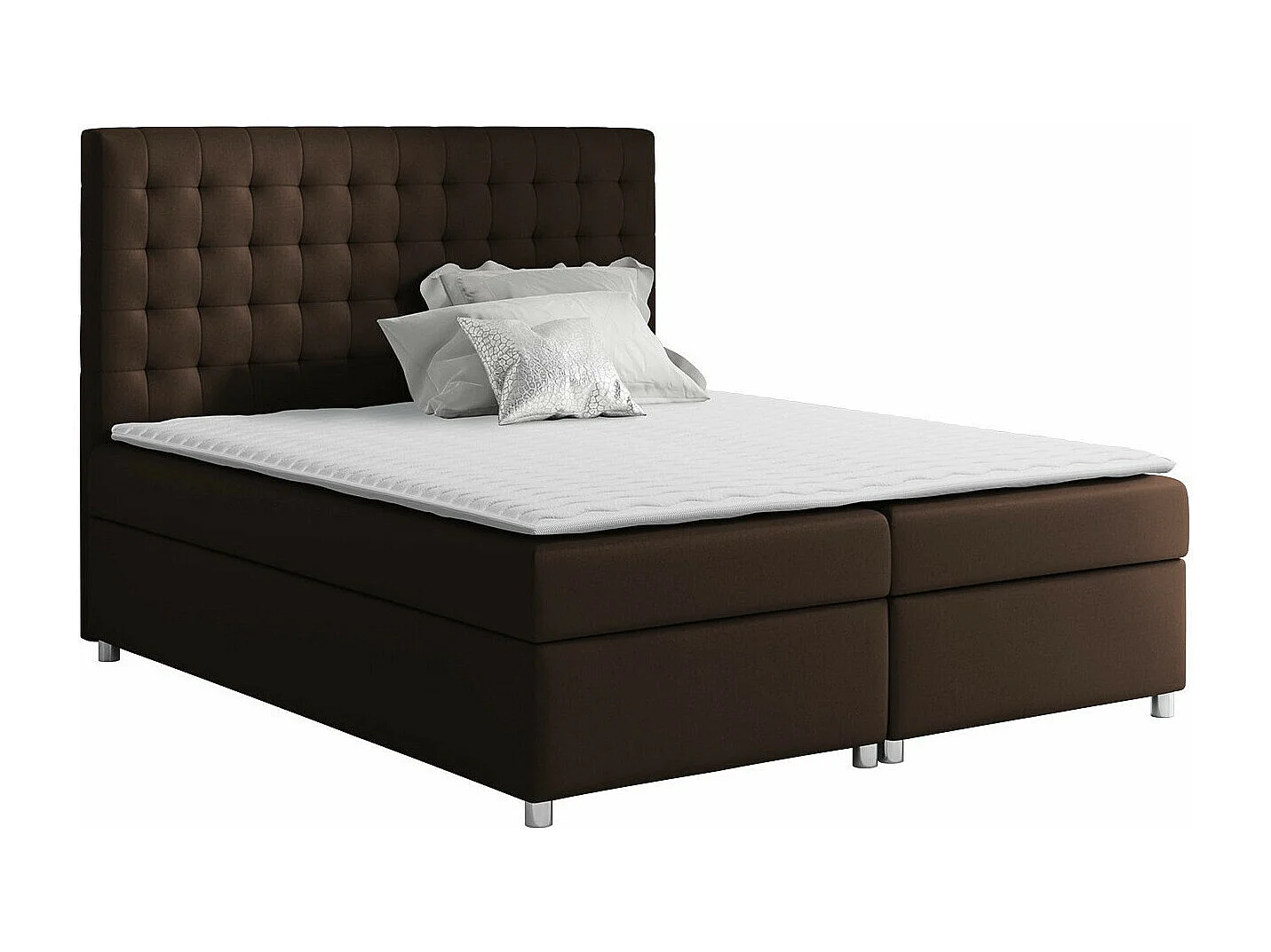 Lit continental Baltimore 115, Double, Continental, Marron, 200x200, Tissu, Disponible,