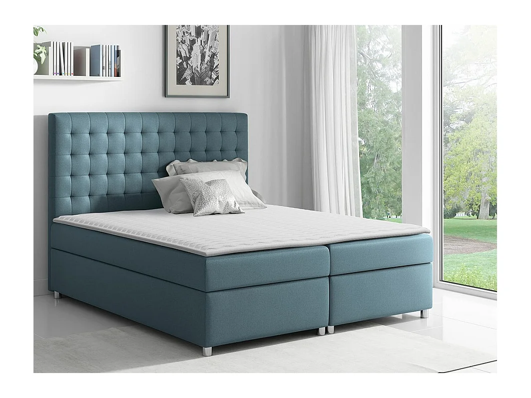 Lit continental Baltimore 115, Double, Continental, Turquoise, 200x200, Tapisserie, 200cm
