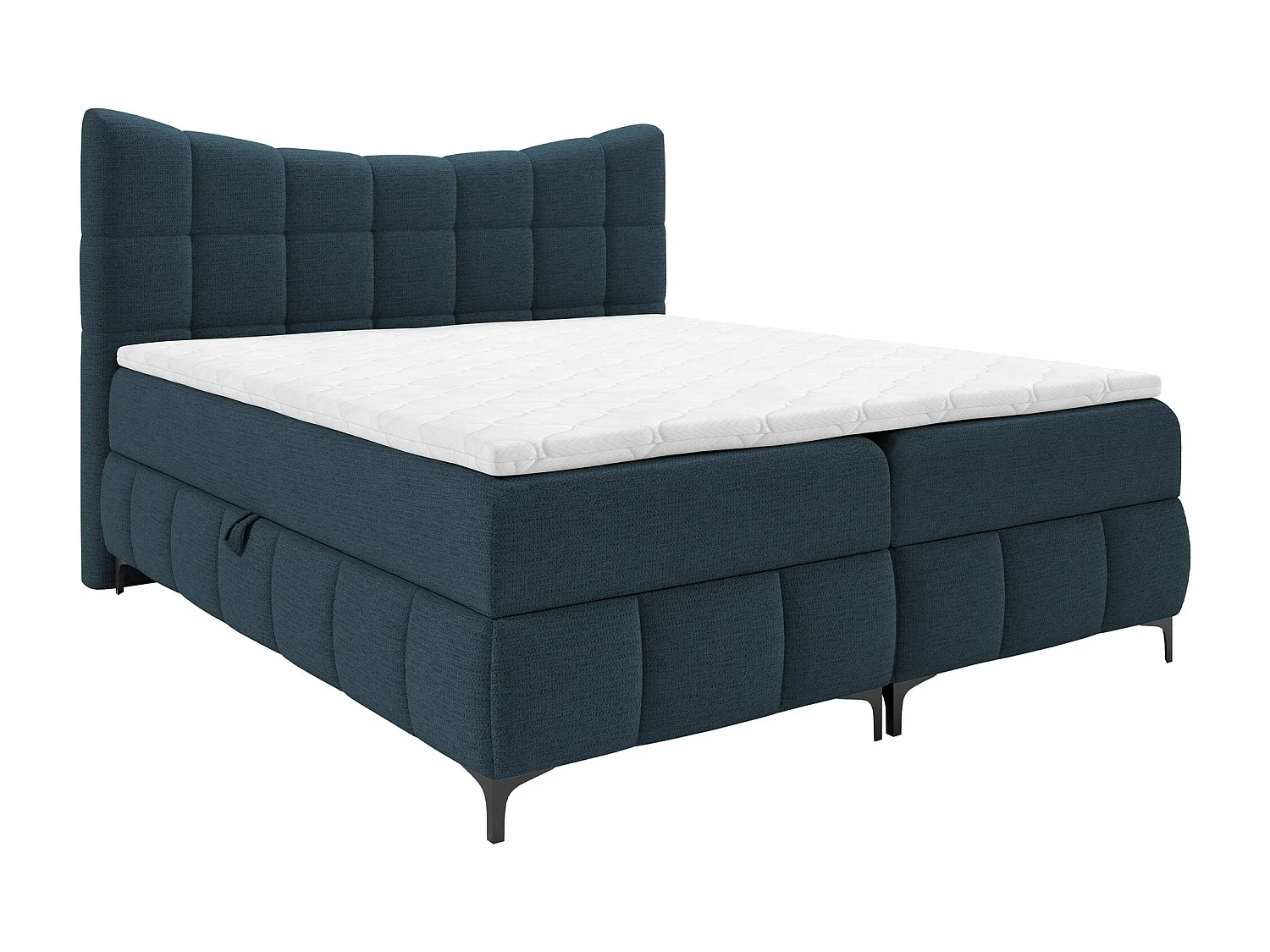 Cama continental Baltimore 193, Continental, Doble, Azul, 200x200, Tapiz, Somieres, 204cm
