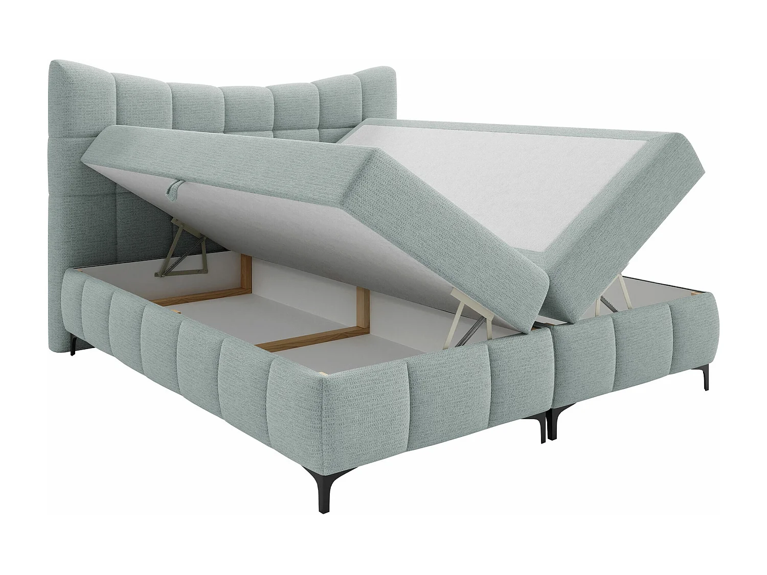 Cama continental Baltimore 193, Continental, Doble, Azul, 200x200, Tapiz, Somieres, 204cm