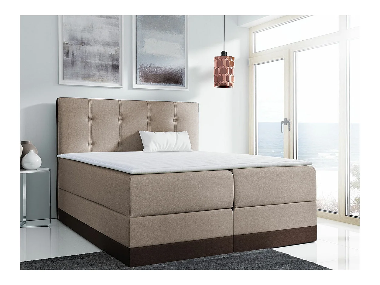 Lit continental Baltimore 139, Double, Continental, Brun clair, 200x200, Tapisserie,