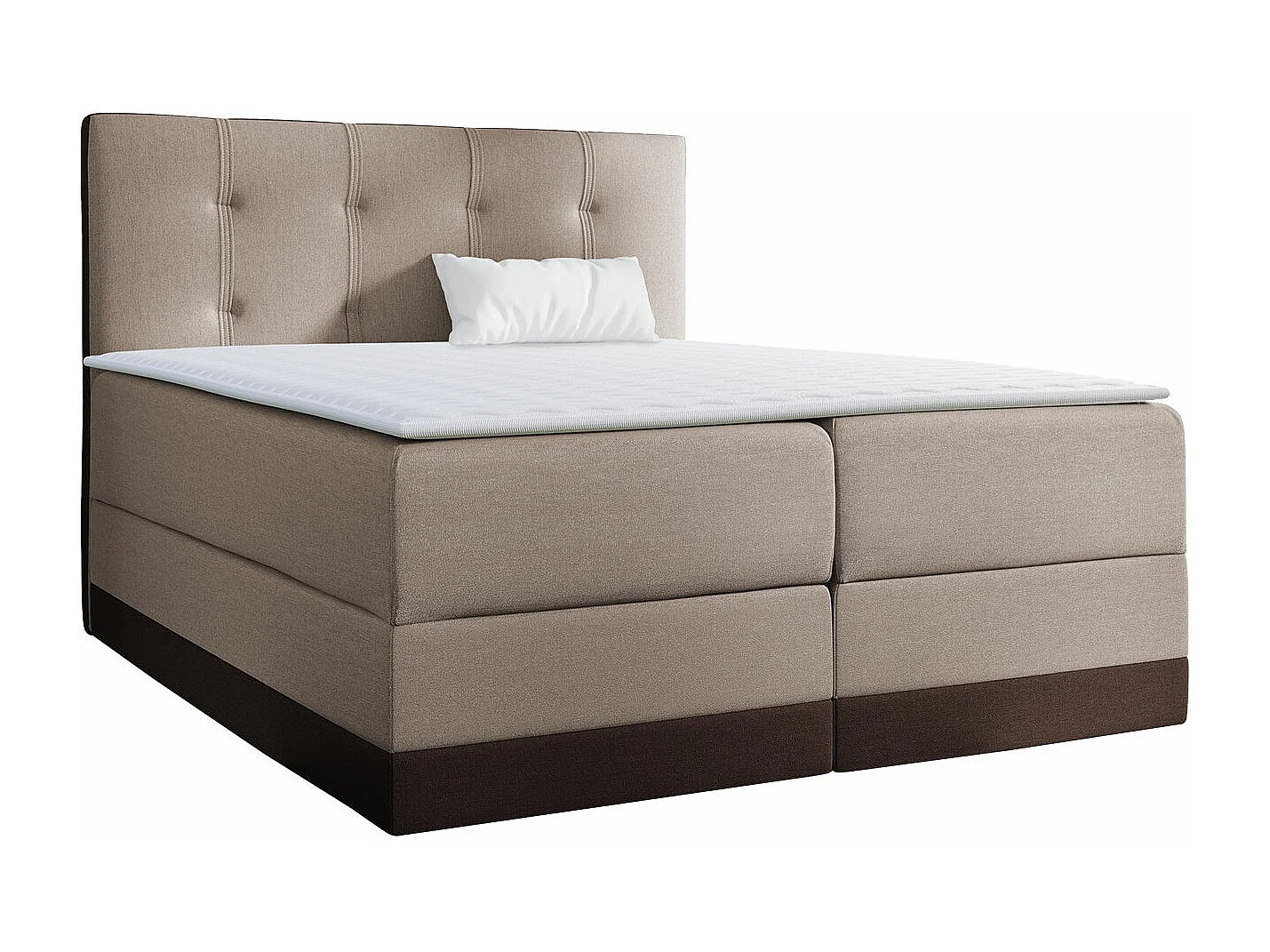 Cama continental Baltimore 139, Doble, Continental, De color marrón claro, 200x200, Tapiz