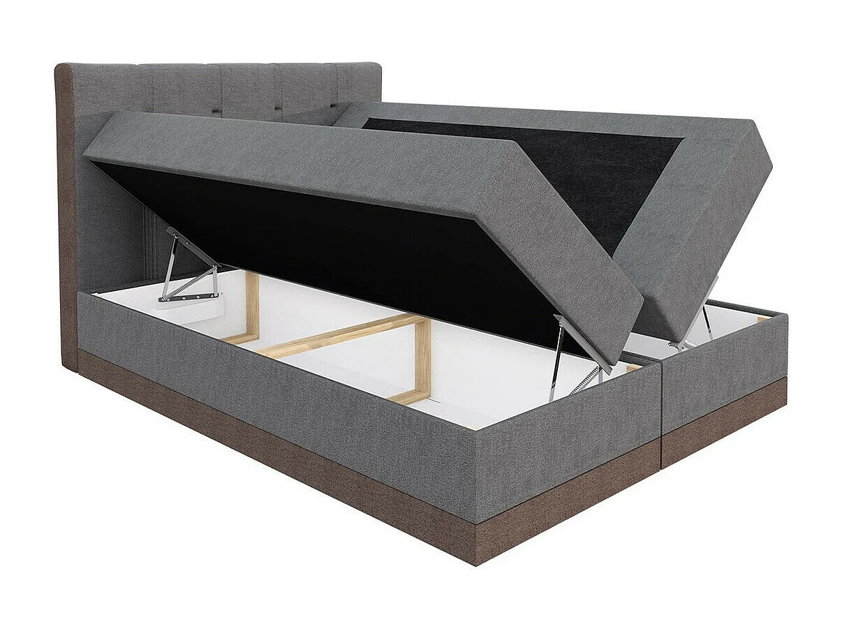 Cama continental Baltimore 139, Doble, Continental, De color marrón claro, 200x200, Tapiz