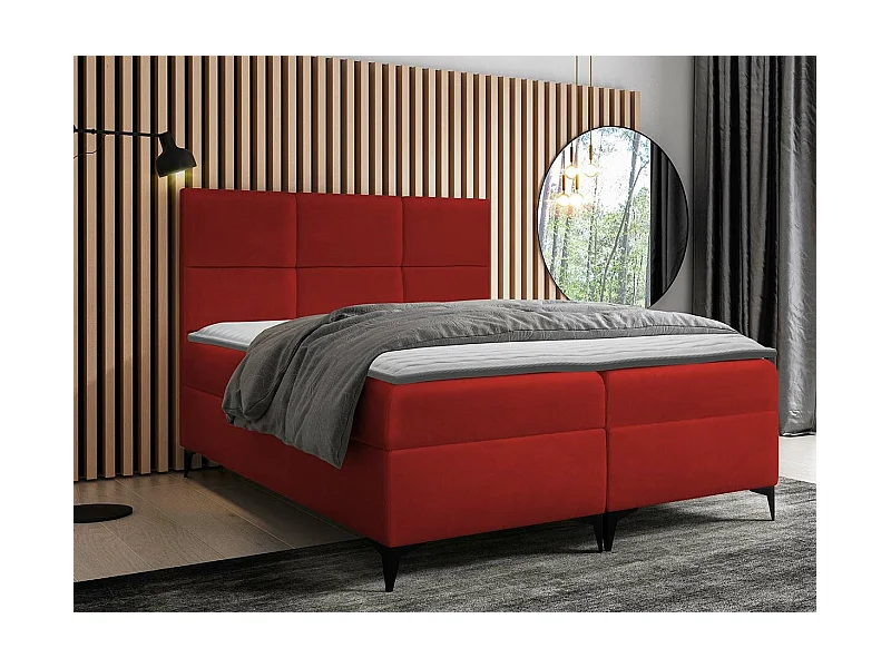Cama continental Baltimore 133, Continental, Doble, Rojo, 200x200, Tapiz, Somieres, 204cm