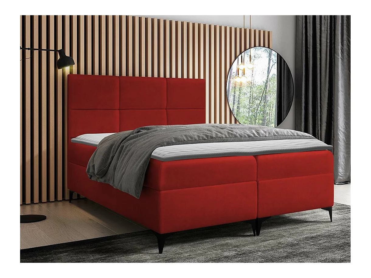 Cama continental Baltimore 133, Continental, Doble, Rojo, 200x200, Tapiz, Somieres, 204cm