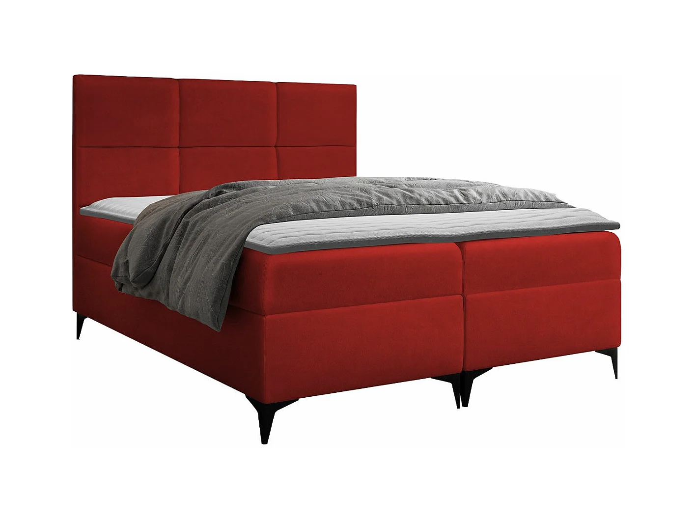 Cama continental Baltimore 133, Continental, Doble, Rojo, 200x200, Tapiz, Somieres, 204cm