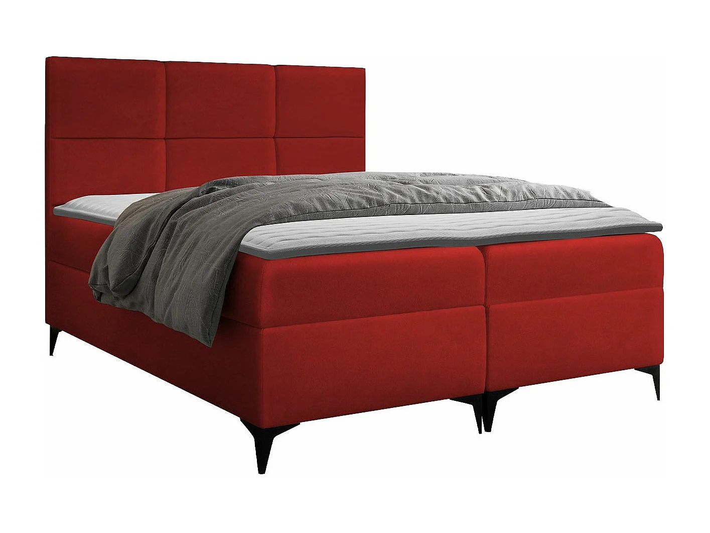 Lit continental Baltimore 133, Continental, Double, Rouge, 200x200, Tissu, Disponible,