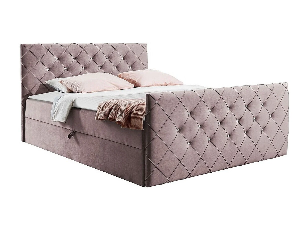 Cama continental Baltimore 158, Doble, Continental, Rosa, 200x200, Tapiz, Somieres, 204cm